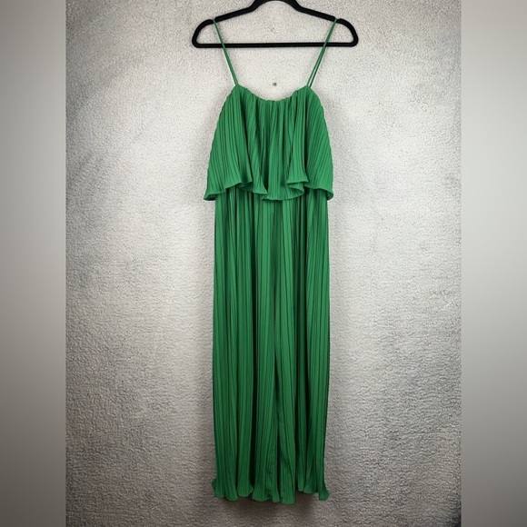 Ethan N Joy Jumpsuit Womens Small Green Wide Leg Pleated Spaghetti Strap Whimsy - Picture 2 of 9